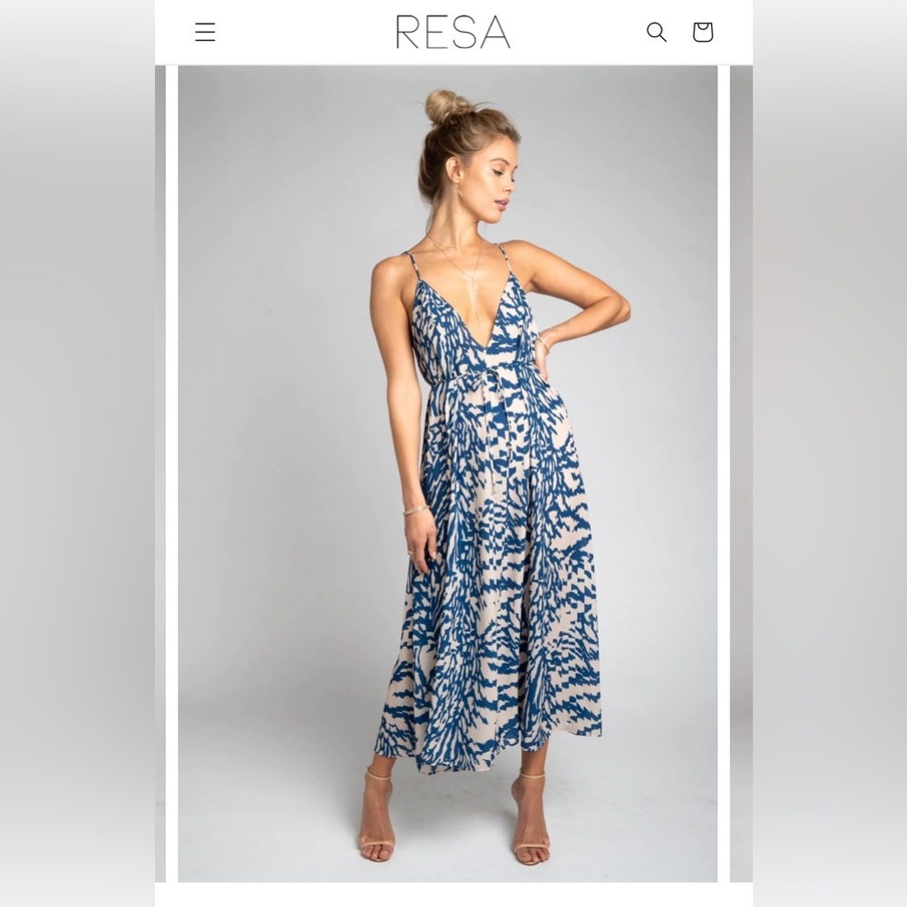 RESA Blue and White Midi Dress